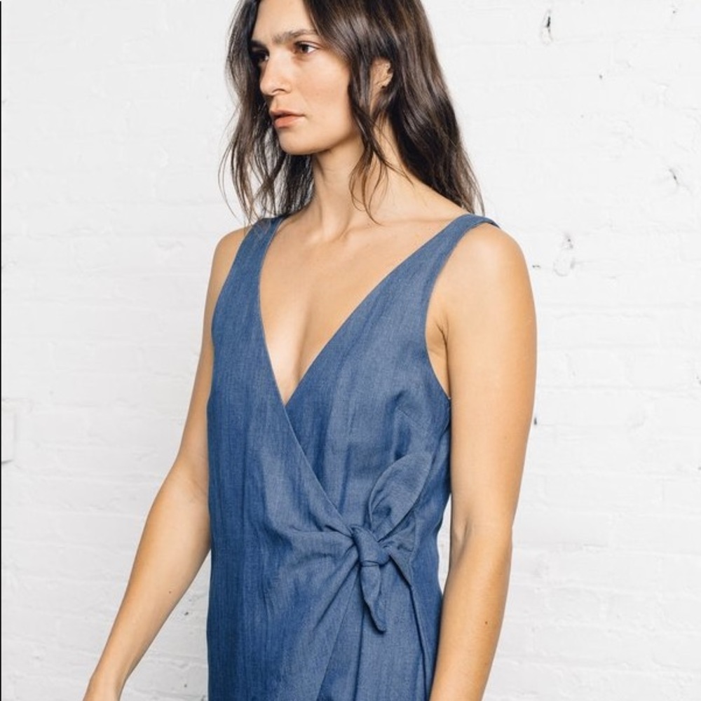 Mara Hoffman denim side tie jumpsuit